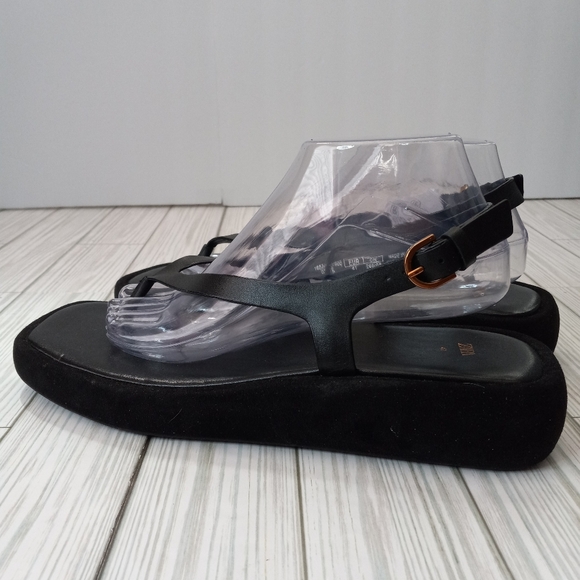 Zara Leather Suede Square Block Sandals - Picture 6 of 9